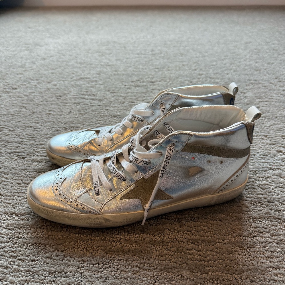 Golden Goose Silver High-Top Sneakers